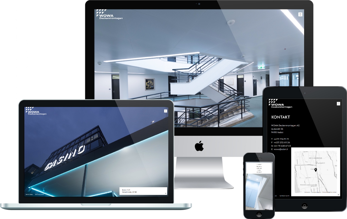 WOWA Deckenmontagen AG - Responsive Website, CMS